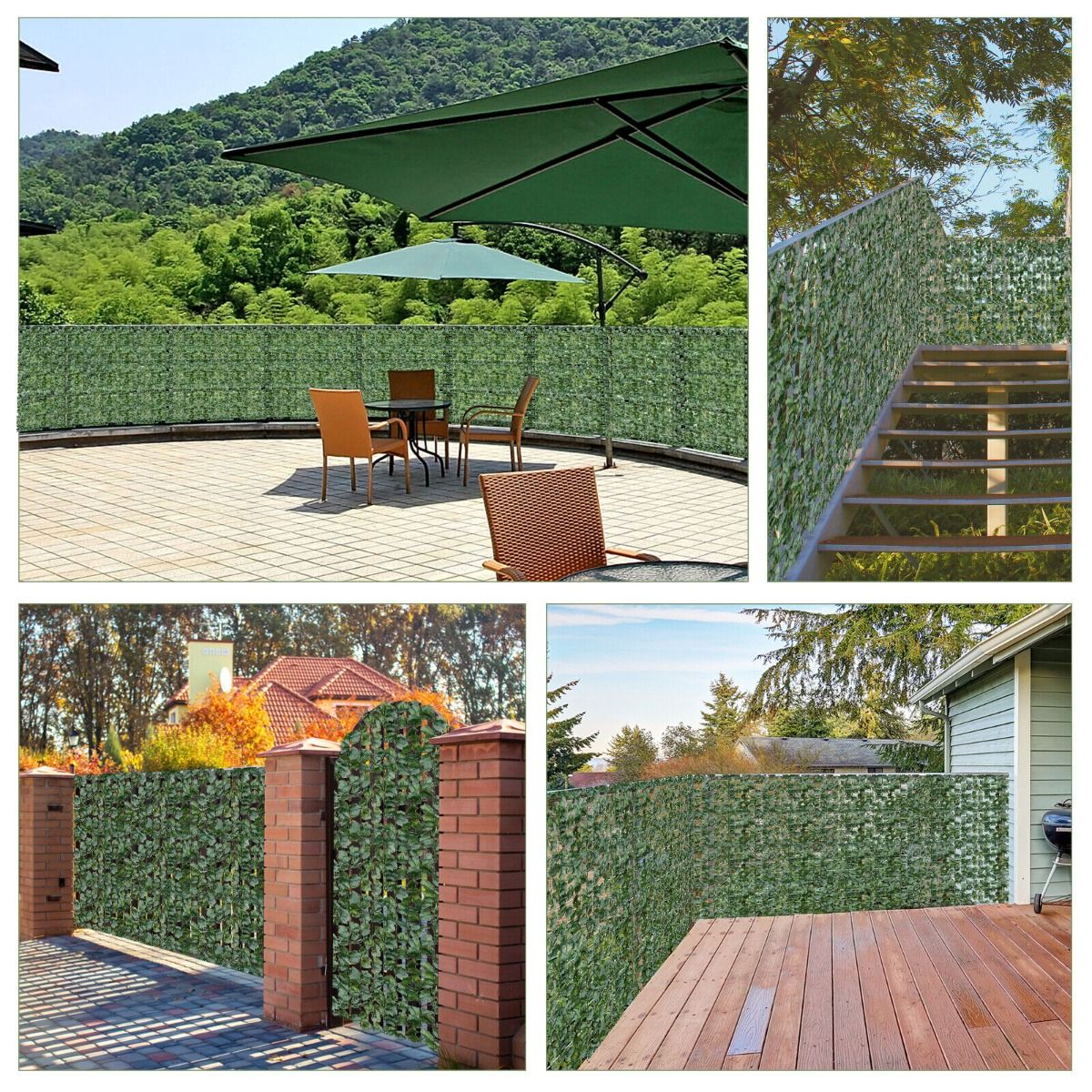 Artificial Ivy Privacy Fence Wall Screen with Zip Ties